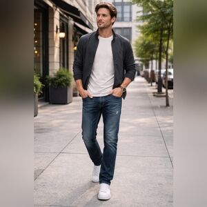 Mens Club Monaco distressed jeans coupe Droit 31 30 button fly